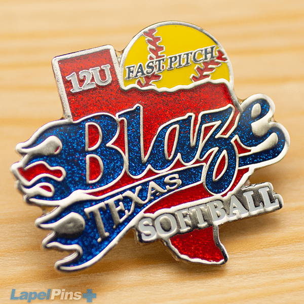 Blaze Trading Pin with Glitter and Epoxy