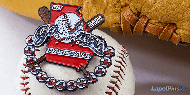 Gamers Baseball trading pins with cutouts