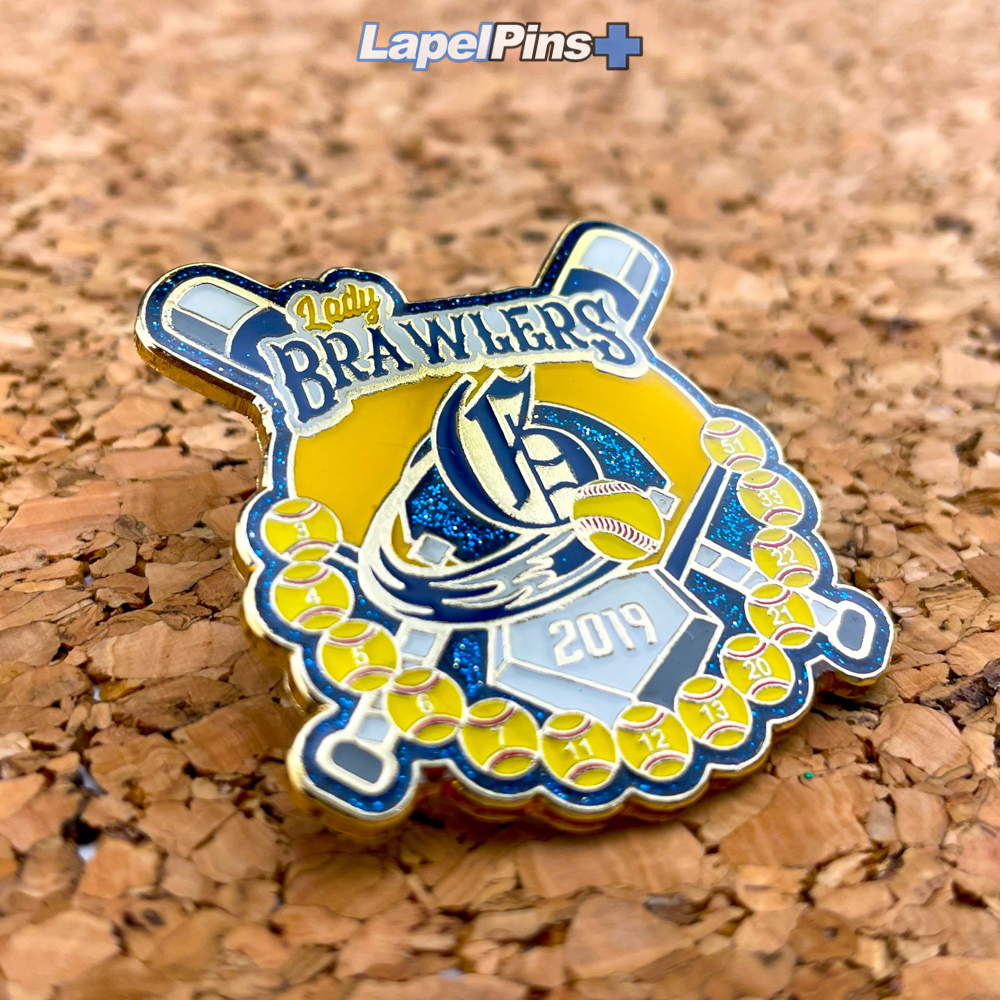 Lady Bawlers Softball Pins with Glitter